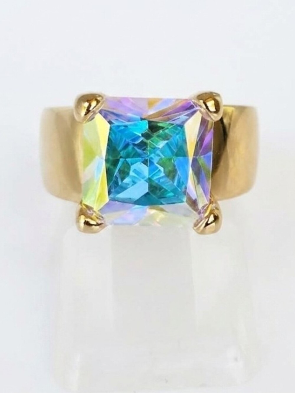Vintage Mercury Mist Topaz Ring Gold Vermeil Size 5!